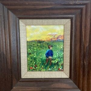 Retro hand made enamel picture